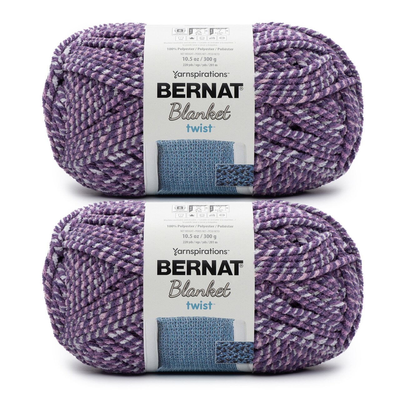 Bernat Blanket Twist Grape Kiss Yarn - 2 Pack of 300g/10.5oz - Polyester - 6 Super Bulky - 220 Yards - Knitting/Crochet